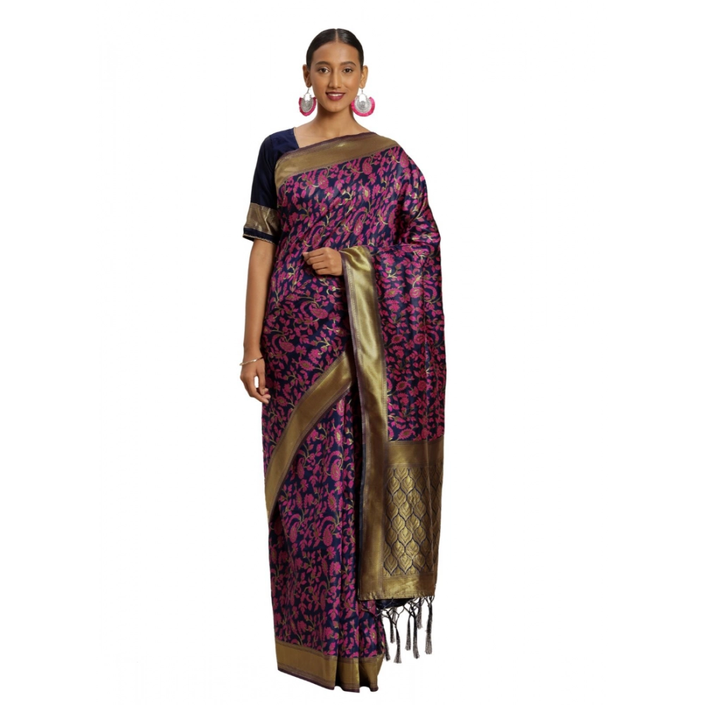 generic women's banarasi silk saree with blouse (multi, 5 6mtr)