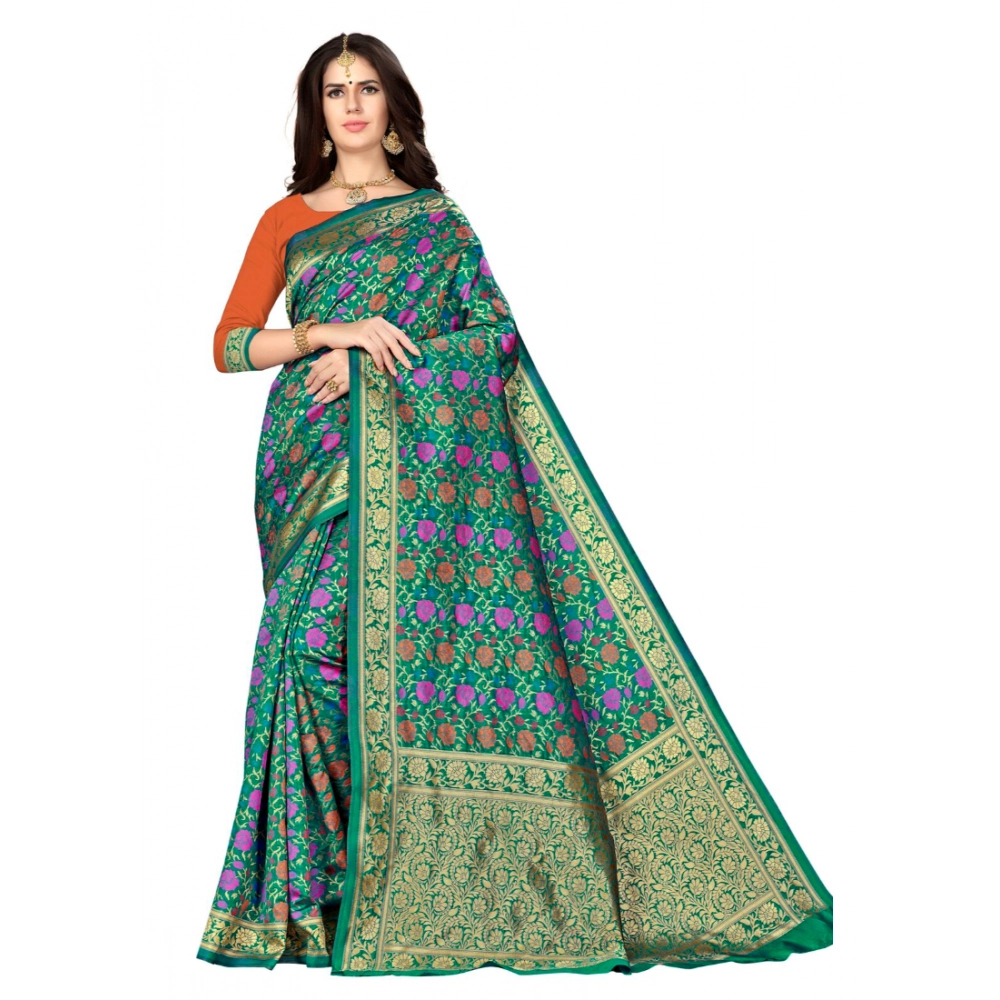 generic women's banarasi silk saree with blouse (multi, 5 6mtr)