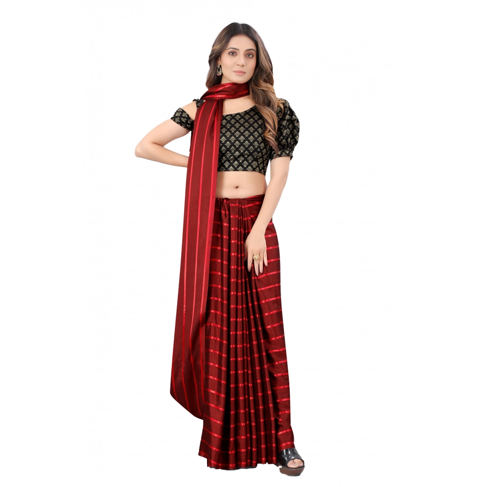 generic women's satin silk saree with blouse (red, 5 6 mtrs)