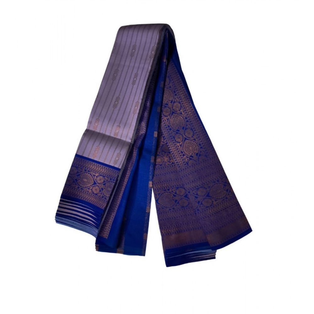 generic women's soft silk wooven saree with unstitched blouse 5.5mtr (dark lavender)